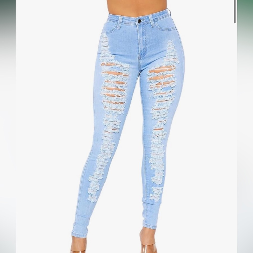 Light Blue Distressed Women Jeans